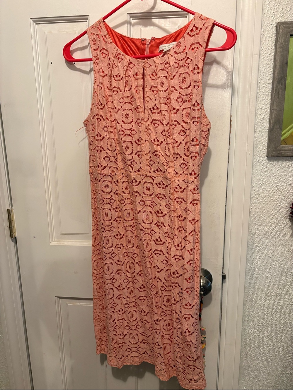New York & Company Coral Lace Sheath Dress